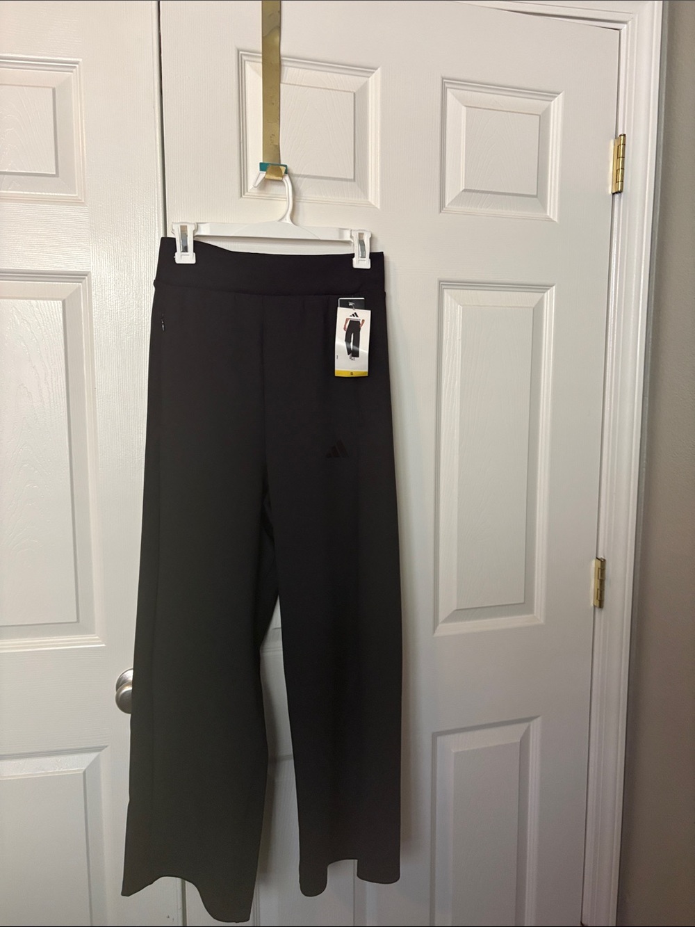 adidas Black Wide-Leg Athletic Pants with Subtle Logo